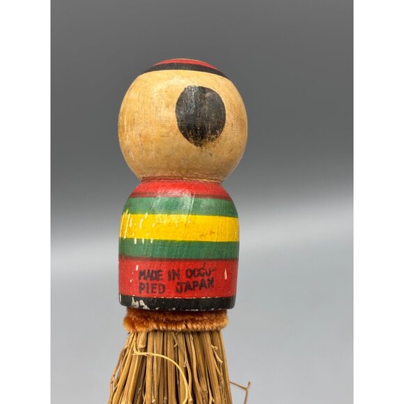 Vtg Japanese Kokeshi Straw Whisk Broom Hand Painted Occupied Japan - Picture 3 of 5